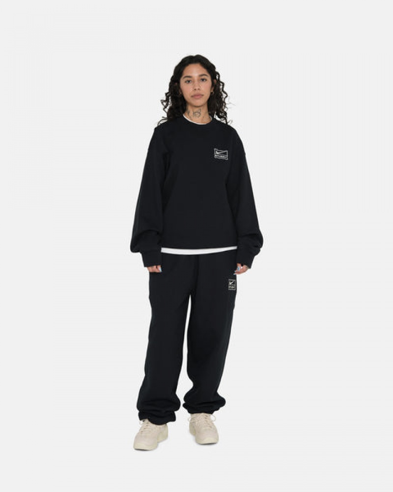 Black Stussy Stone Wash Fleece Pant Men Sweatpants | FBT-4590