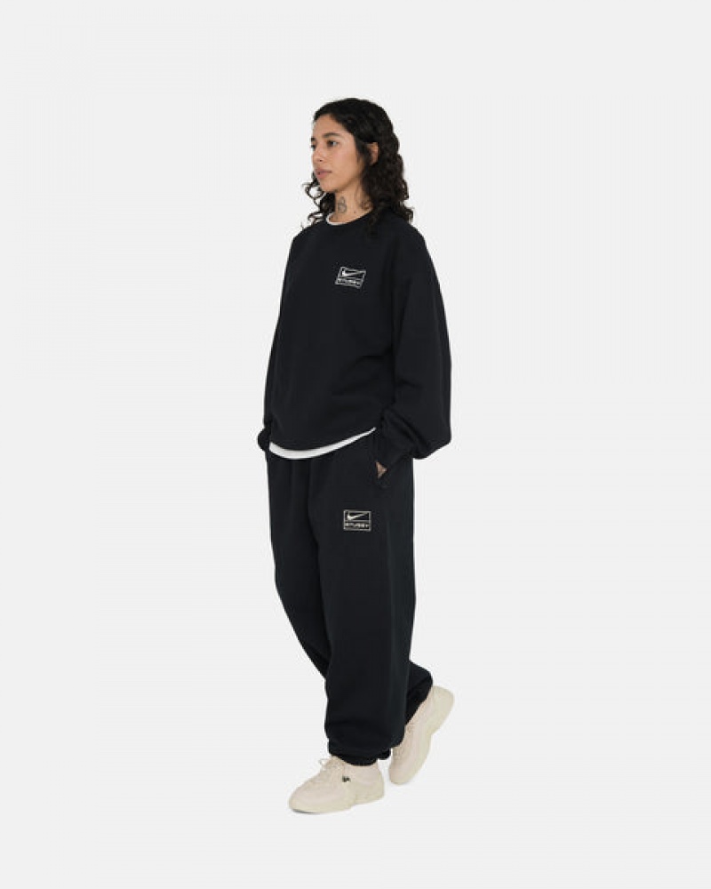 Black Stussy Stone Wash Fleece Pant Men Sweatpants | FBT-4590