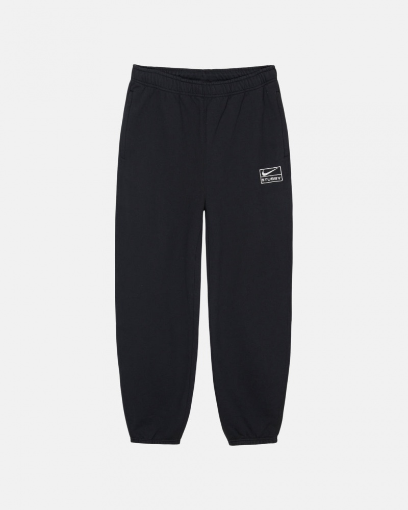 Black Stussy Stone Wash Fleece Pant Men Sweatpants | FBT-4590