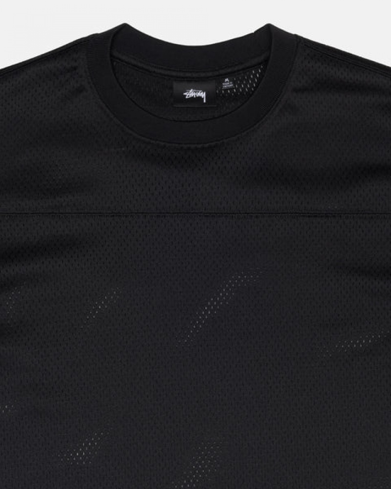 Black Stussy Surfman Mesh Football Jersey Men Tops | YHD-8108