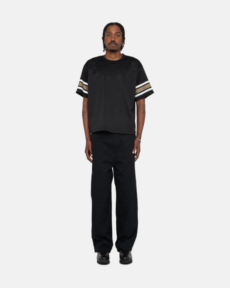 Black Stussy Surfman Mesh Football Jersey Men Tops | YHD-8108