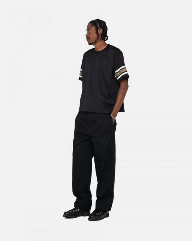 Black Stussy Surfman Mesh Football Jersey Men Tops | YHD-8108