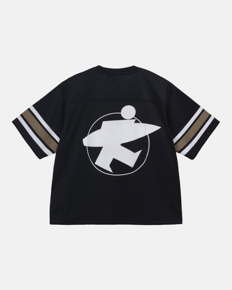 Black Stussy Surfman Mesh Football Jersey Men Tops | YHD-8108