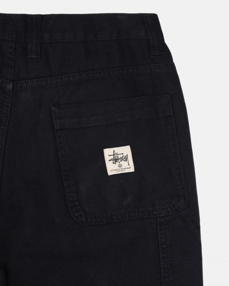 Black Stussy Work Pant Canvas Men Pants | IRW-6734