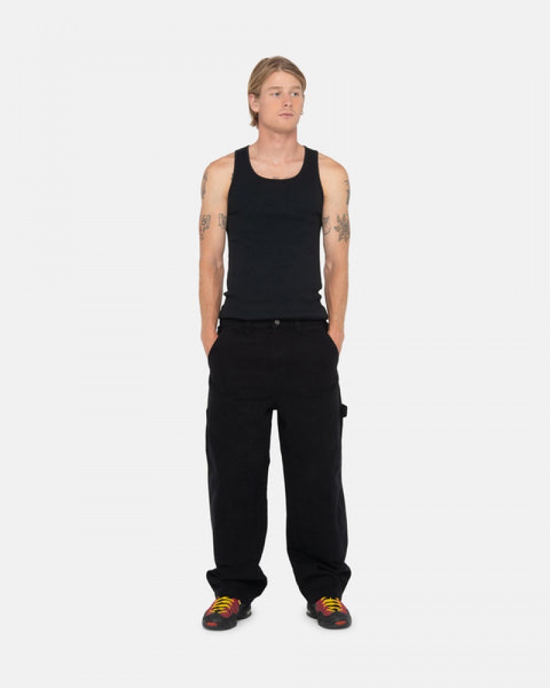 Black Stussy Work Pant Canvas Men Pants | IRW-6734