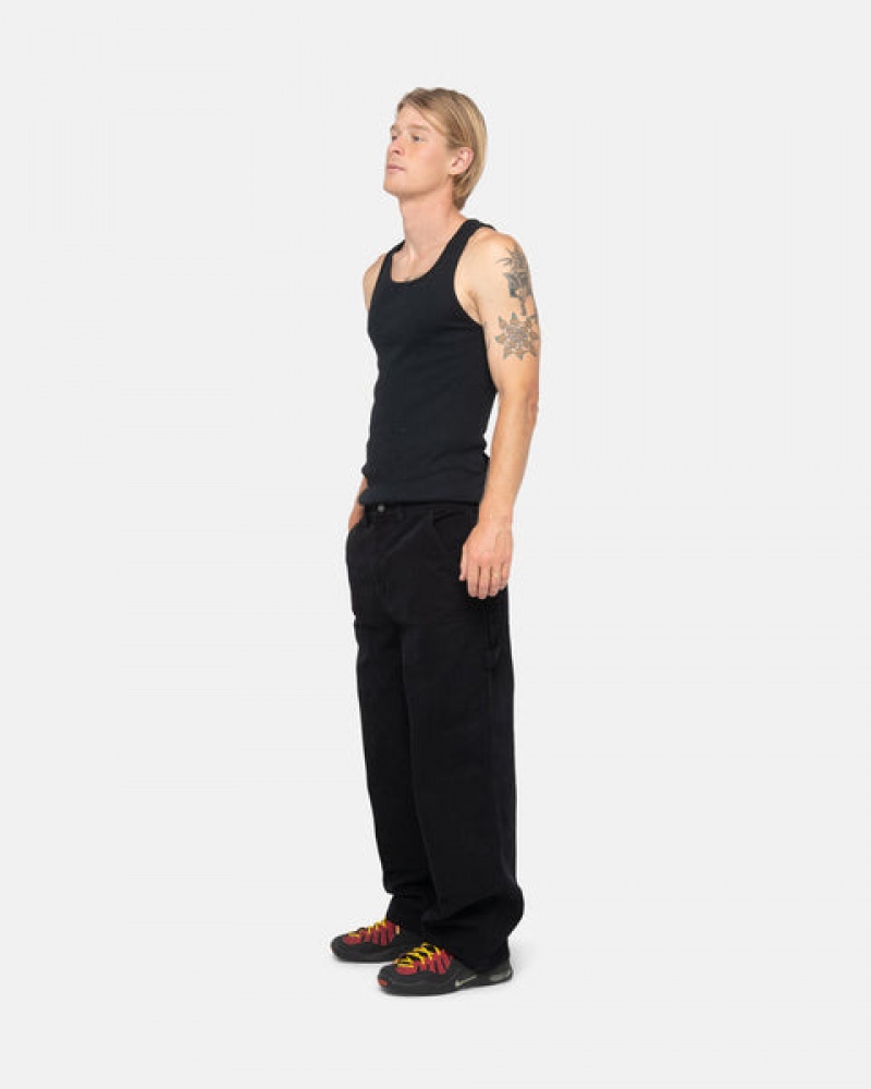 Black Stussy Work Pant Canvas Men Pants | IRW-6734