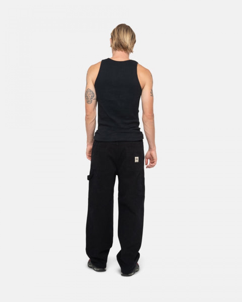 Black Stussy Work Pant Canvas Men Pants | IRW-6734