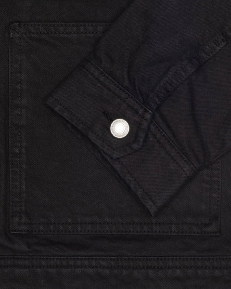 Black / Black Stussy Zip Work Jacket Overdyed Women Denim | SOL-7083