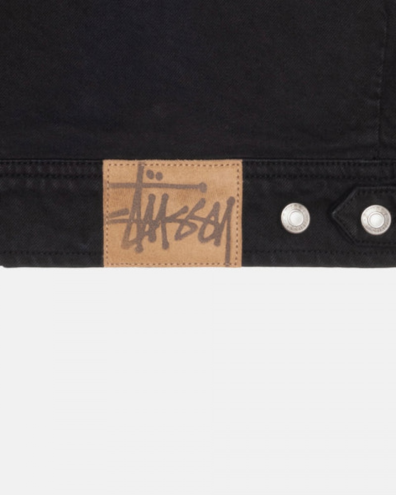 Black / Black Stussy Zip Work Jacket Overdyed Women Denim | SOL-7083