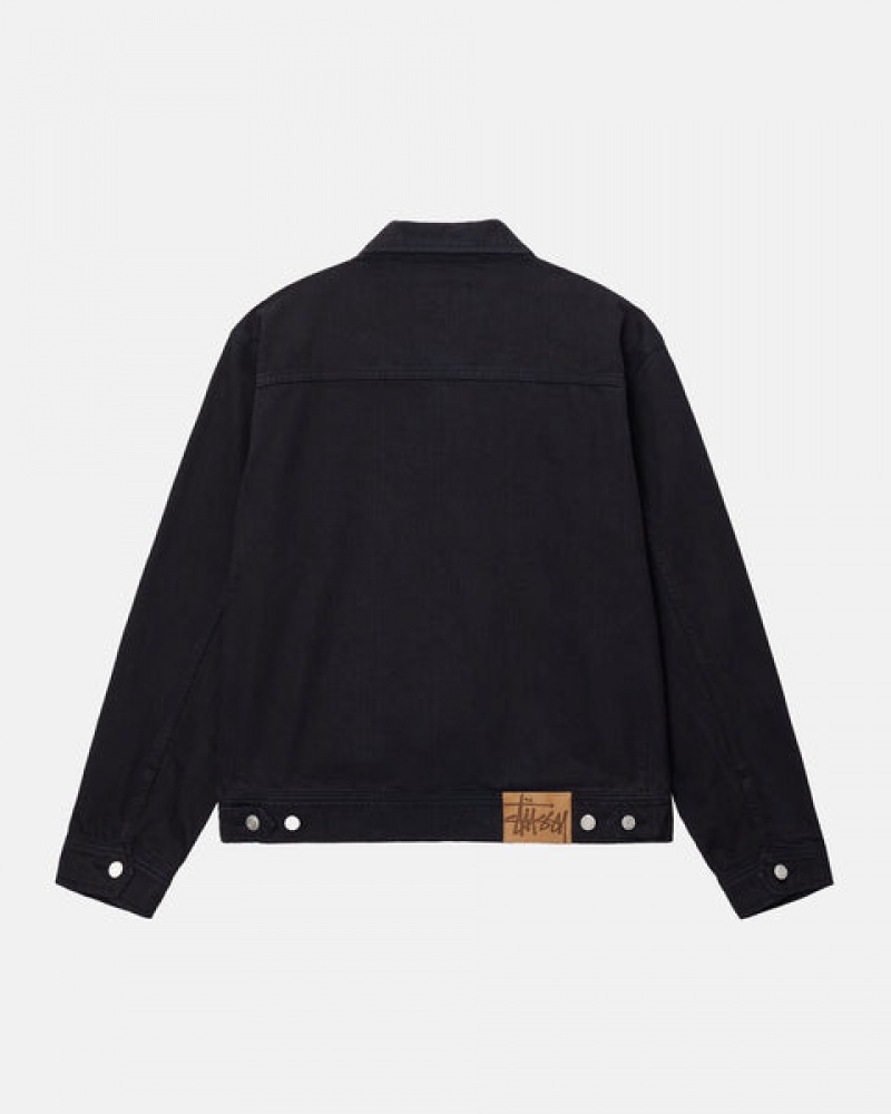 Black / Black Stussy Zip Work Jacket Overdyed Men Jackets | JLN-8780