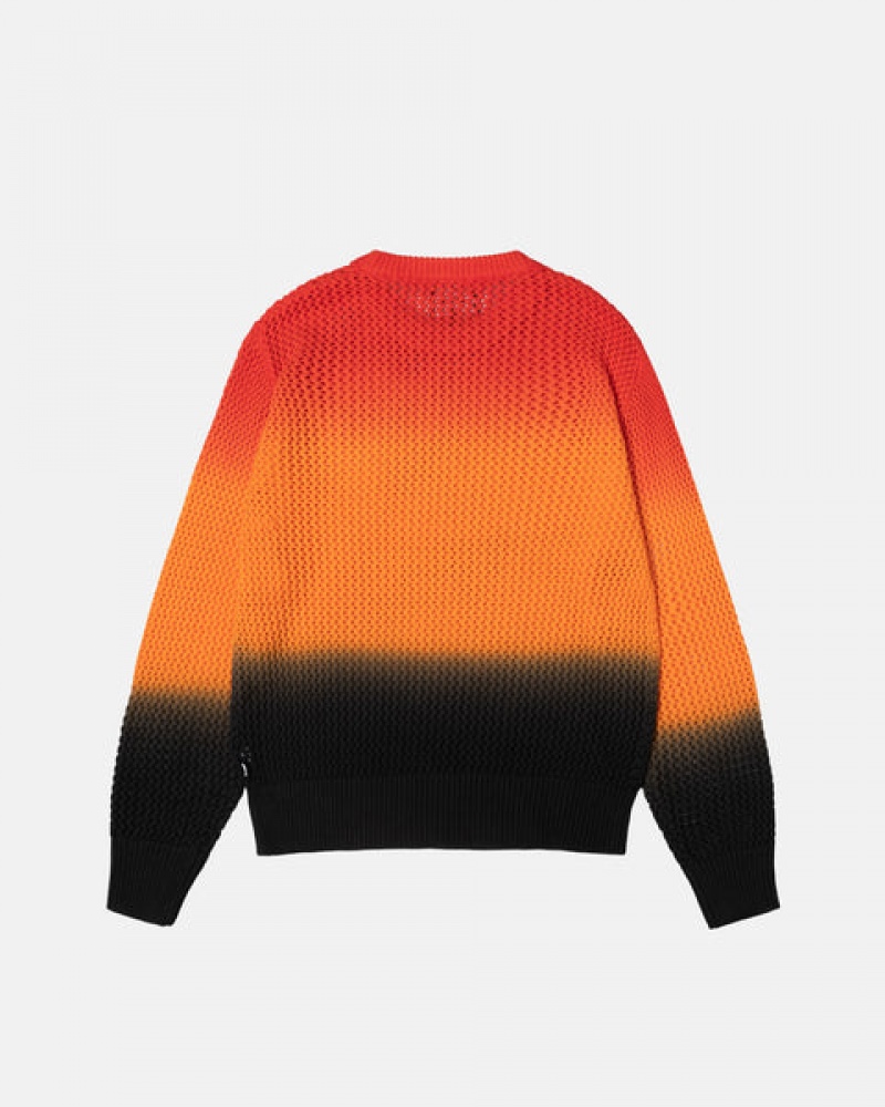 Black / Red Stussy Pigment Dyed Loose Gauge Knit Sweater Women Sweaters | SYG-4779