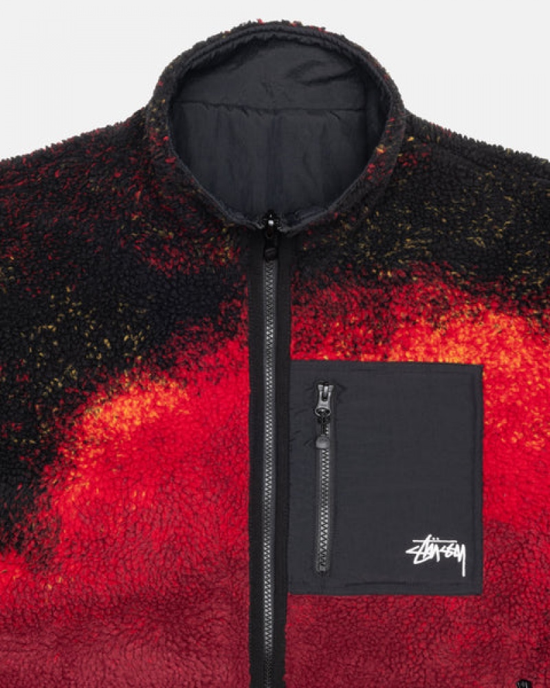 Black / Red Stussy Sherpa Reversible Jacket Men Jackets | IEJ-8032