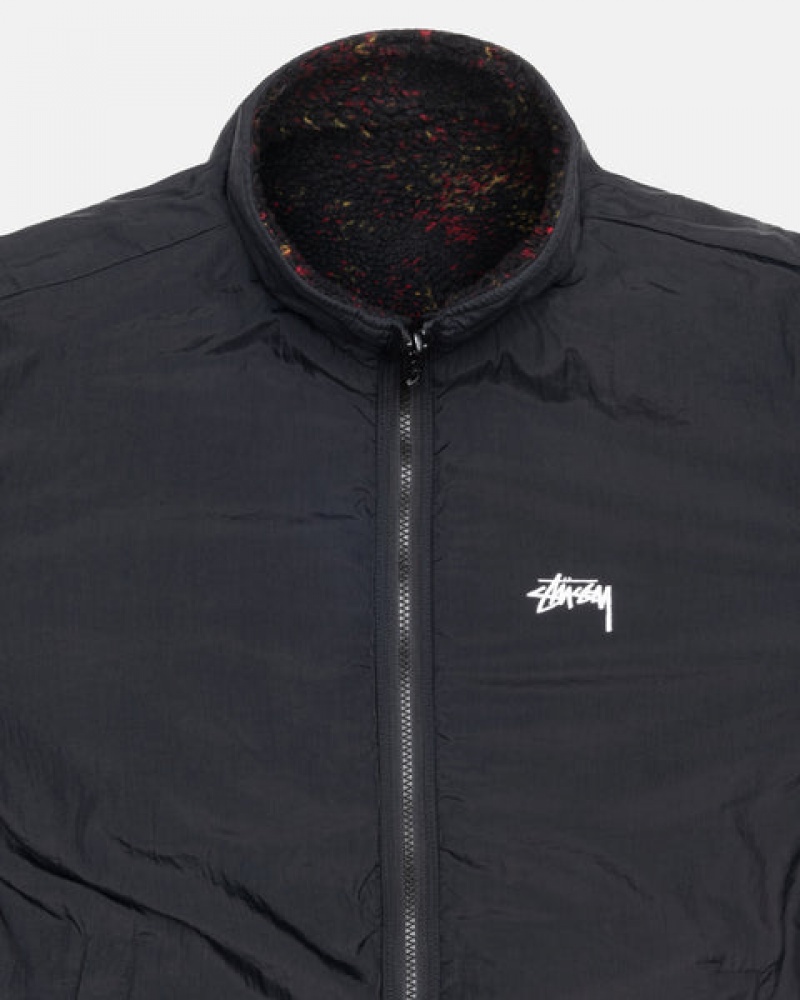 Black / Red Stussy Sherpa Reversible Jacket Men Jackets | IEJ-8032