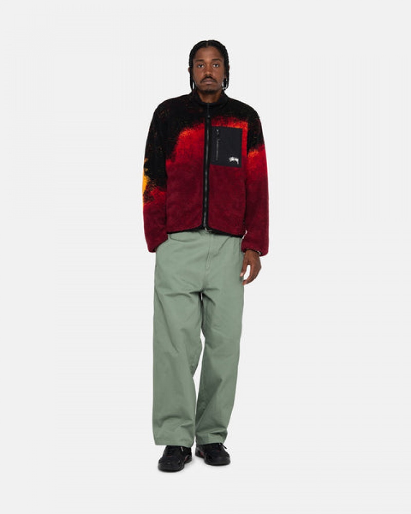 Black / Red Stussy Sherpa Reversible Jacket Men Jackets | IEJ-8032