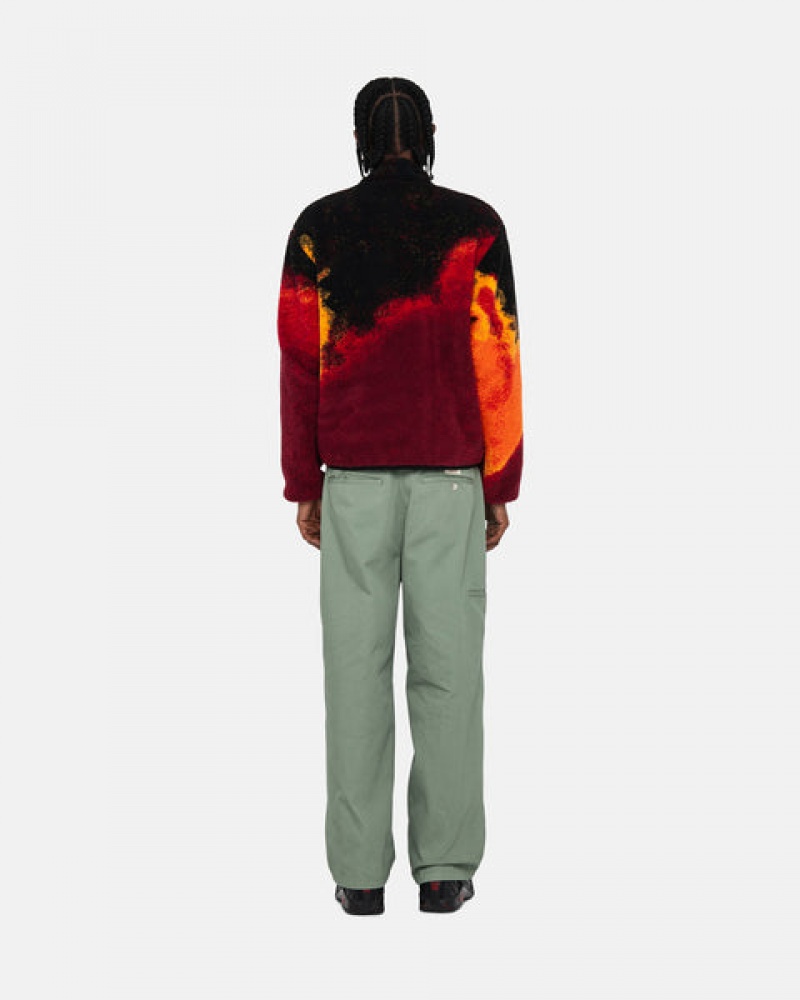 Black / Red Stussy Sherpa Reversible Jacket Men Jackets | IEJ-8032