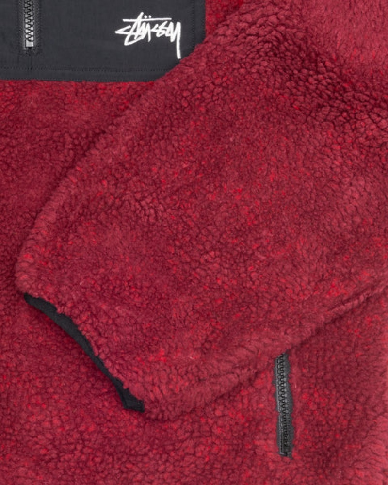 Black / Red Stussy Sherpa Reversible Jacket Men Jackets | IEJ-8032