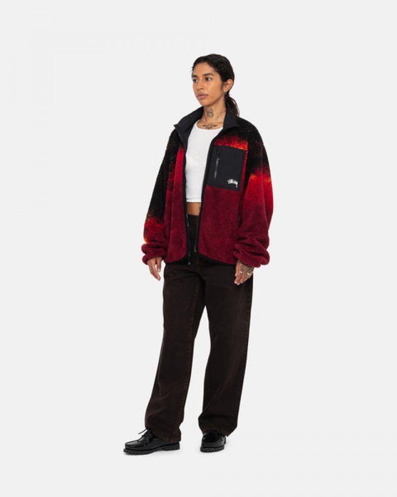 Black / Red Stussy Sherpa Reversible Jacket Men Jackets | IEJ-8032