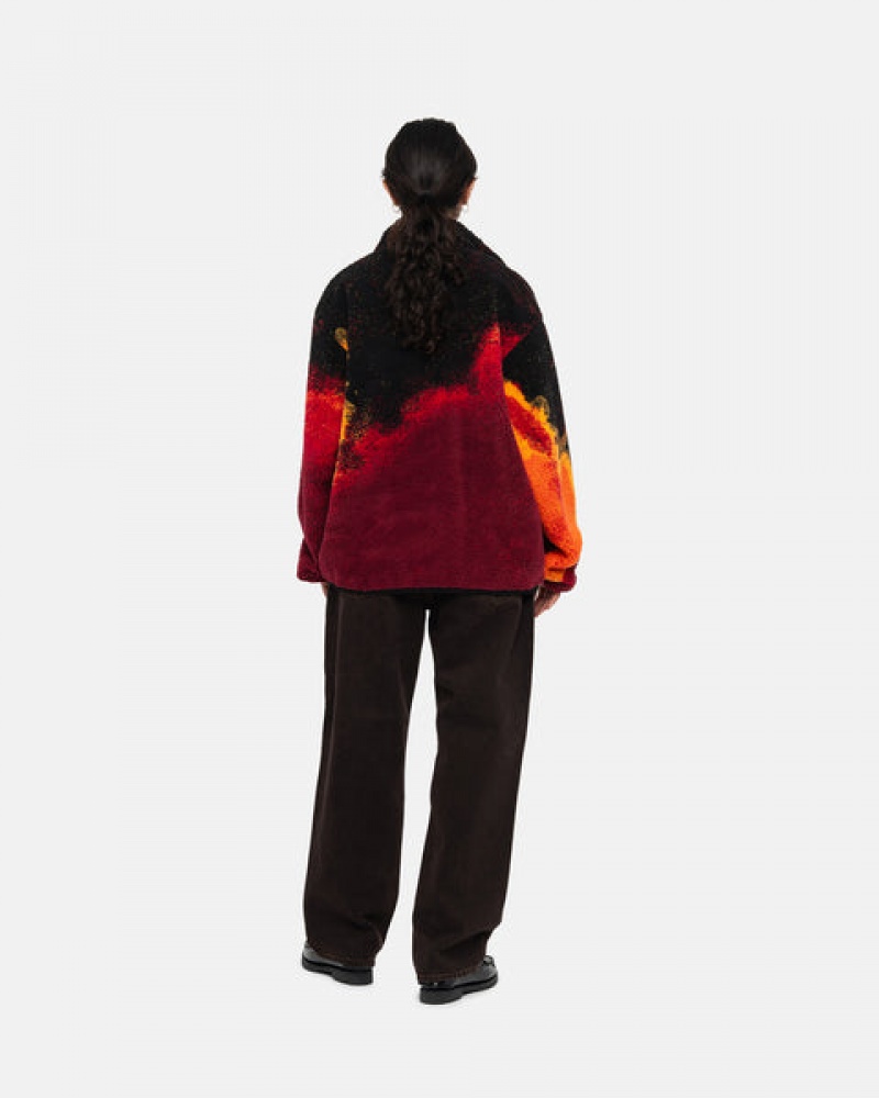 Black / Red Stussy Sherpa Reversible Jacket Men Jackets | IEJ-8032