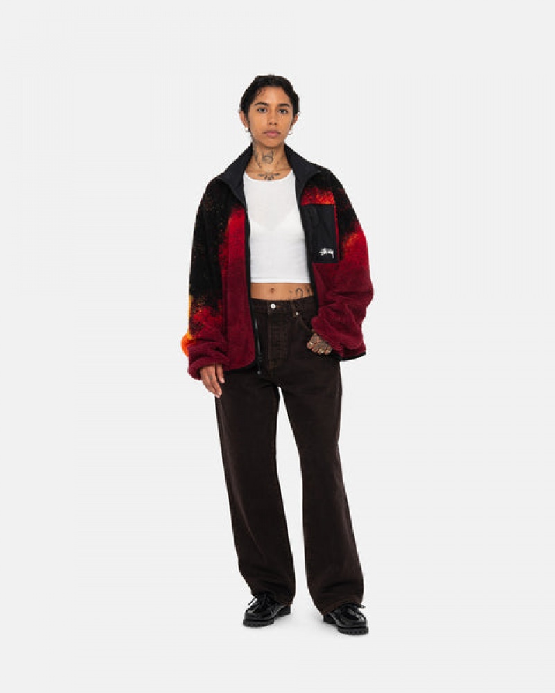 Black / Red Stussy Sherpa Reversible Jacket Women Jackets | QDB-9963