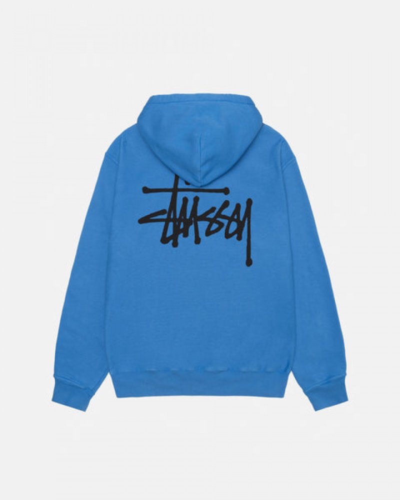 Blue Stussy Basic Stussy Hoodie Pigment Dyed Men Hoodie | XDG-8164