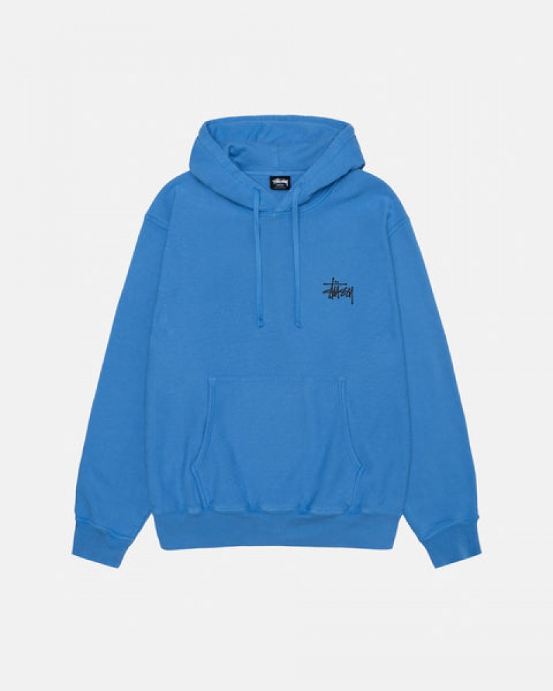 Blue Stussy Basic Stussy Hoodie Pigment Dyed Men Hoodie | XDG-8164