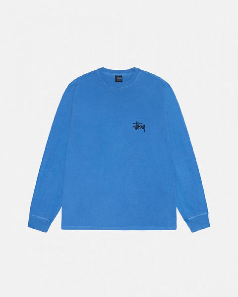 Blue Stussy Basic Stussy LS Tee Pigment Dyed Women T Shirt | RBB-2787