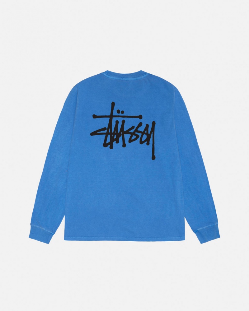 Blue Stussy Basic Stussy LS Tee Pigment Dyed Women T Shirt | RBB-2787