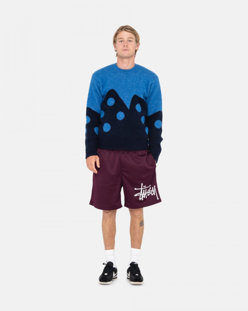 Blue Stussy Dice Fuzzy Crew Men Sweaters | JDS-2737