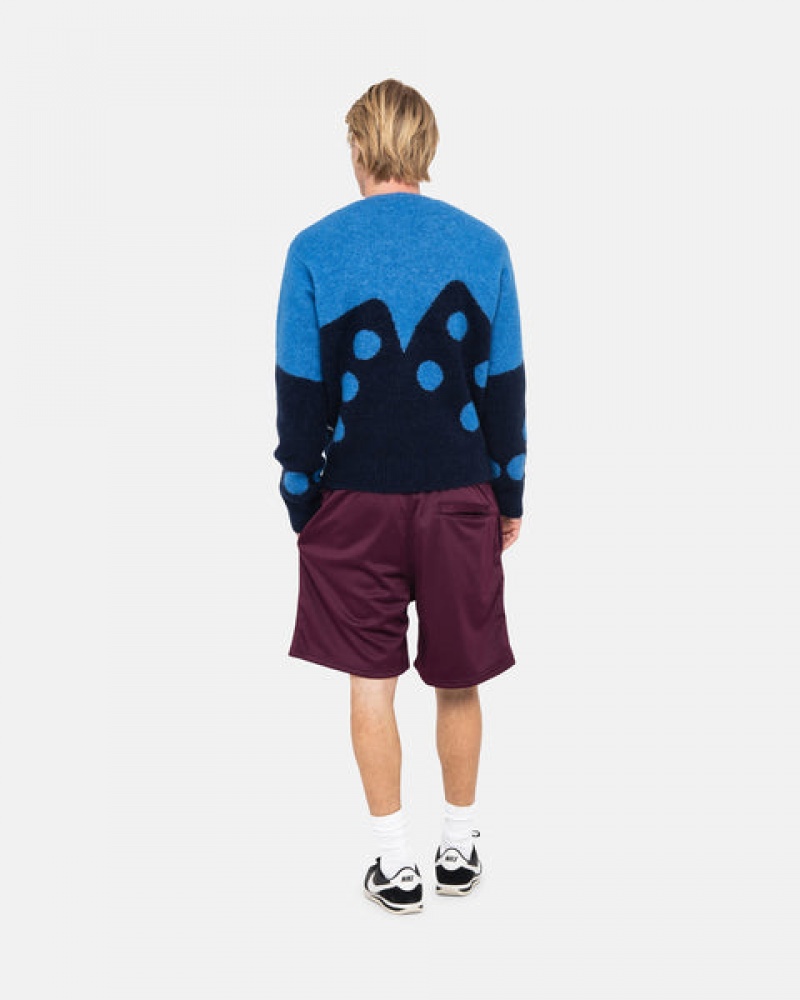 Blue Stussy Dice Fuzzy Crew Men Sweaters | JDS-2737