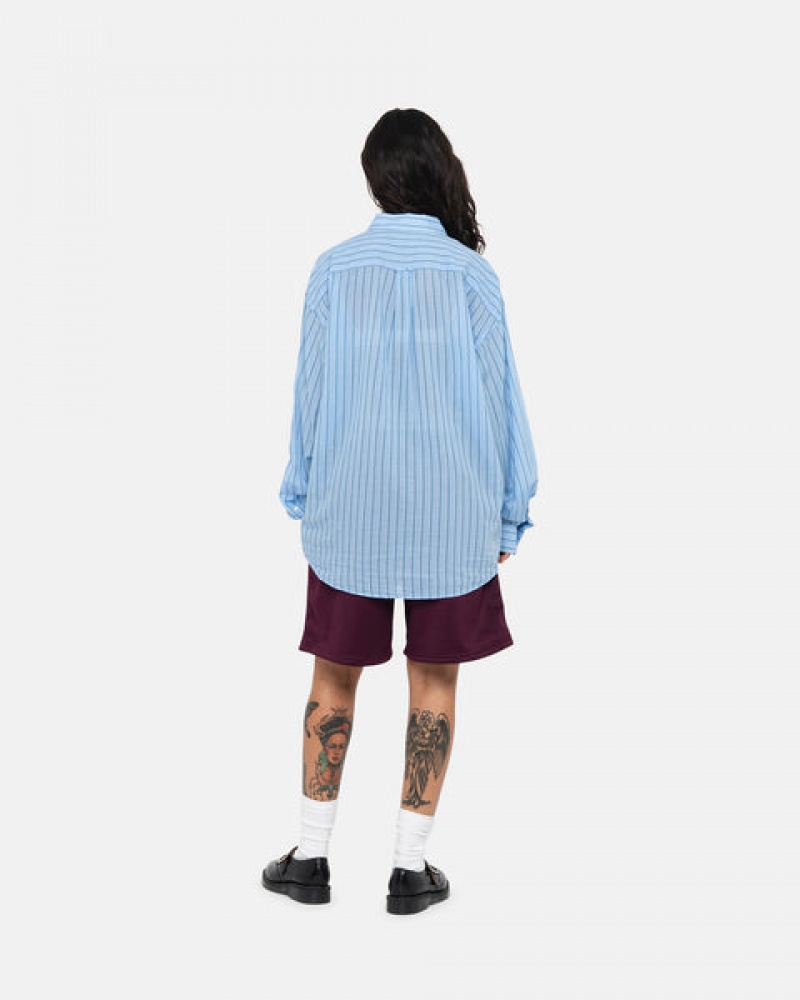 Blue Stussy Light Weight Classic Shirt Women Shirts | ZZE-2860