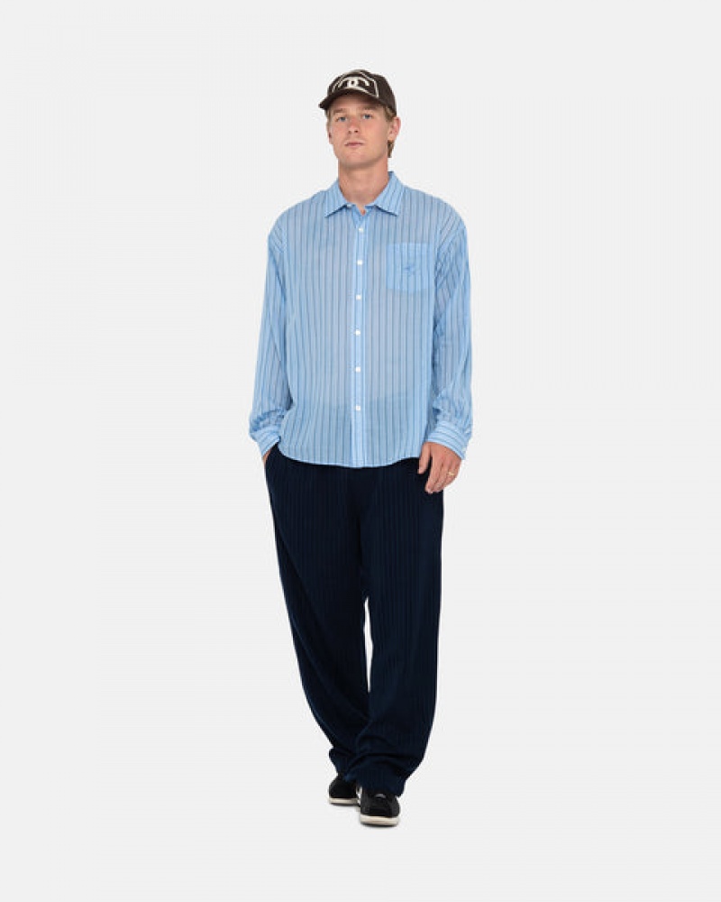 Blue Stussy Light Weight Classic Shirt Women Shirts | ZZE-2860