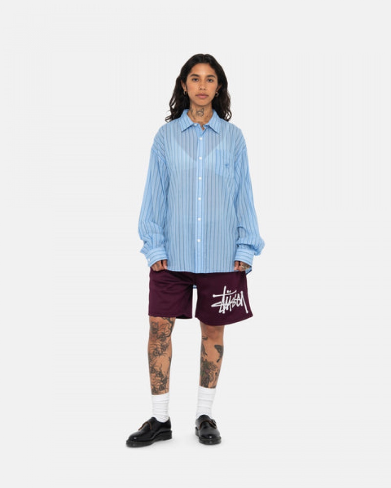 Blue Stussy Light Weight Classic Shirt Women Shirts | ZZE-2860