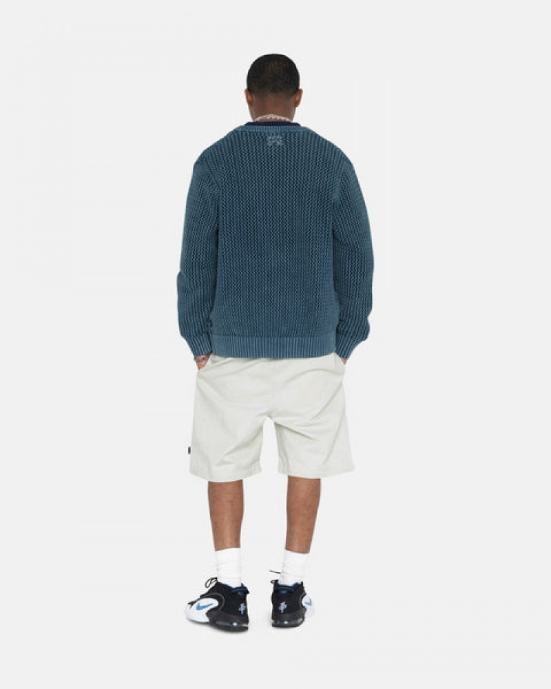 Blue Stussy Loose Gauge Cardigan Men Sweaters | OAM-2950