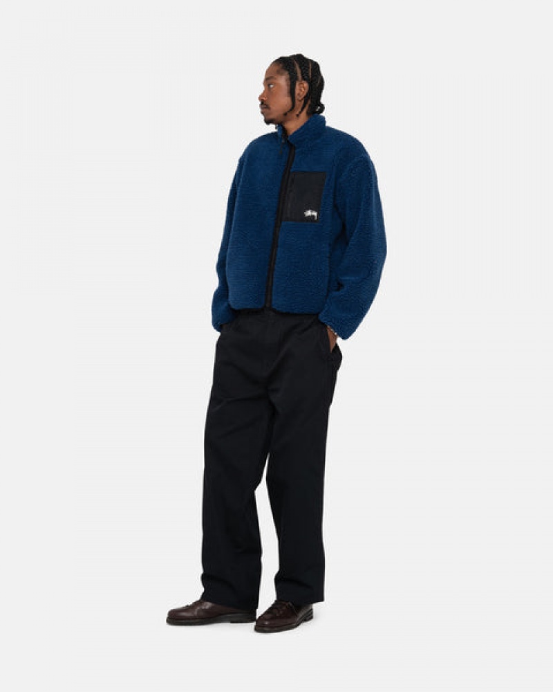 Blue Stussy Sherpa Reversible Jacket Men Jackets | MQC-7817