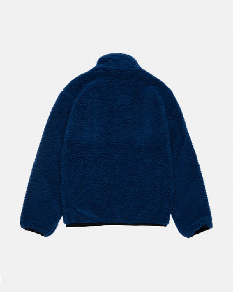 Blue Stussy Sherpa Reversible Jacket Men Jackets | MQC-7817