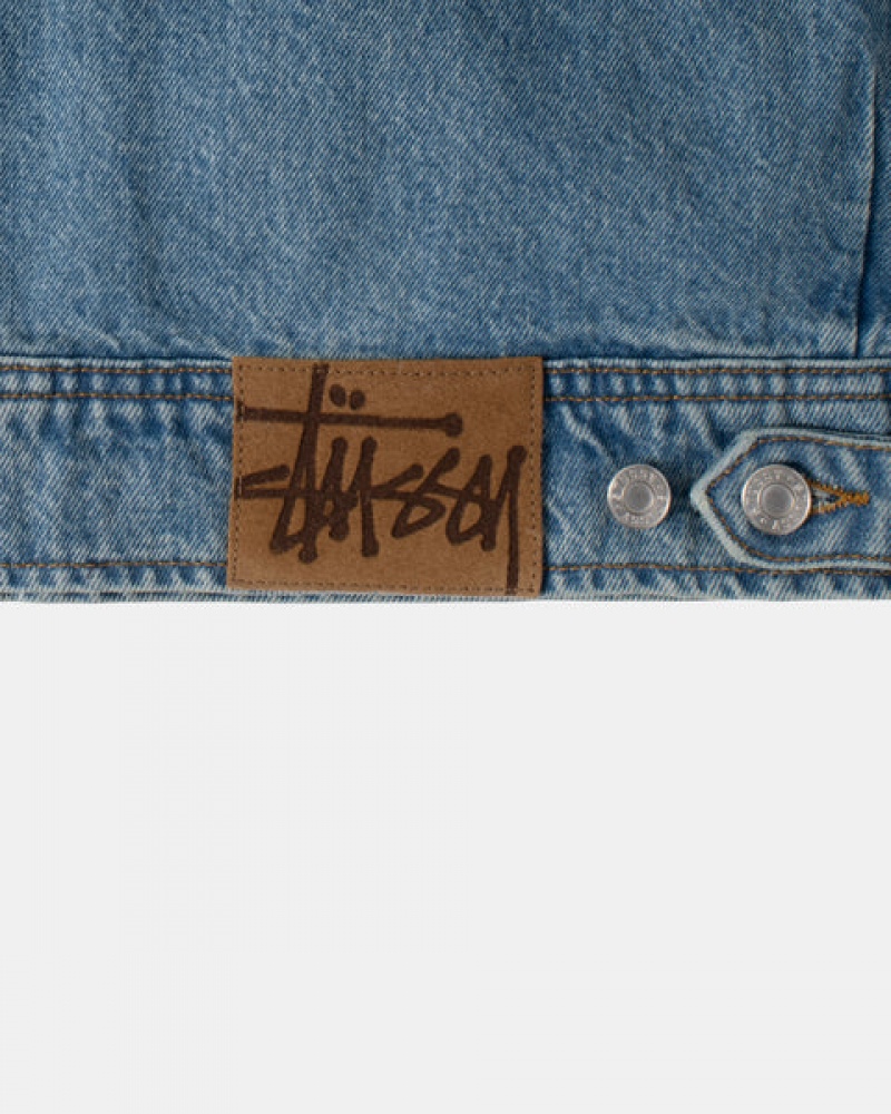 Blue Stussy Zip Work Jacket Denim Women Denim | UUN-1024