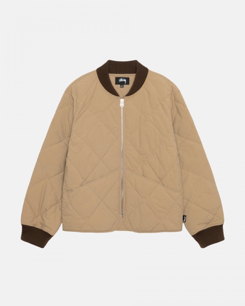 Brown Stussy 8 Ball Quilted Liner Jacket Women Jackets | WPO-8113