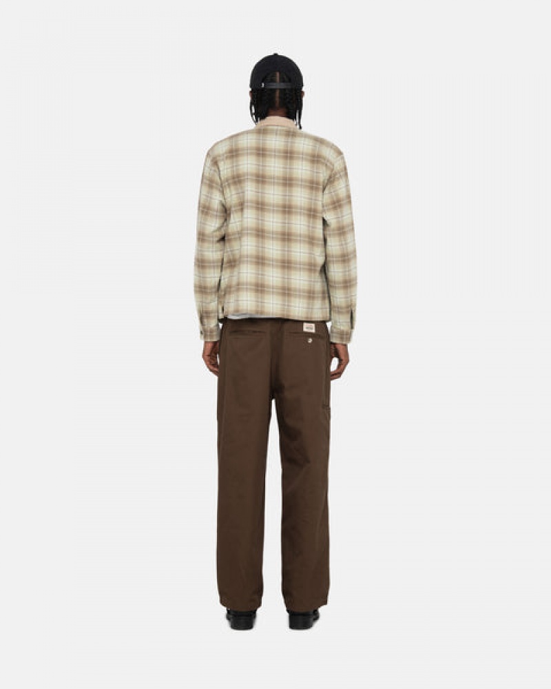 Brown Stussy Frank Plaid Zip Shirt Women Shirts | RZM-7921