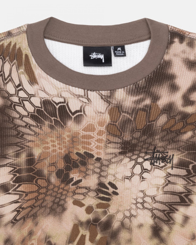 Brown Stussy Kryptek Camo LS Thermal Men Tops | COW-3216