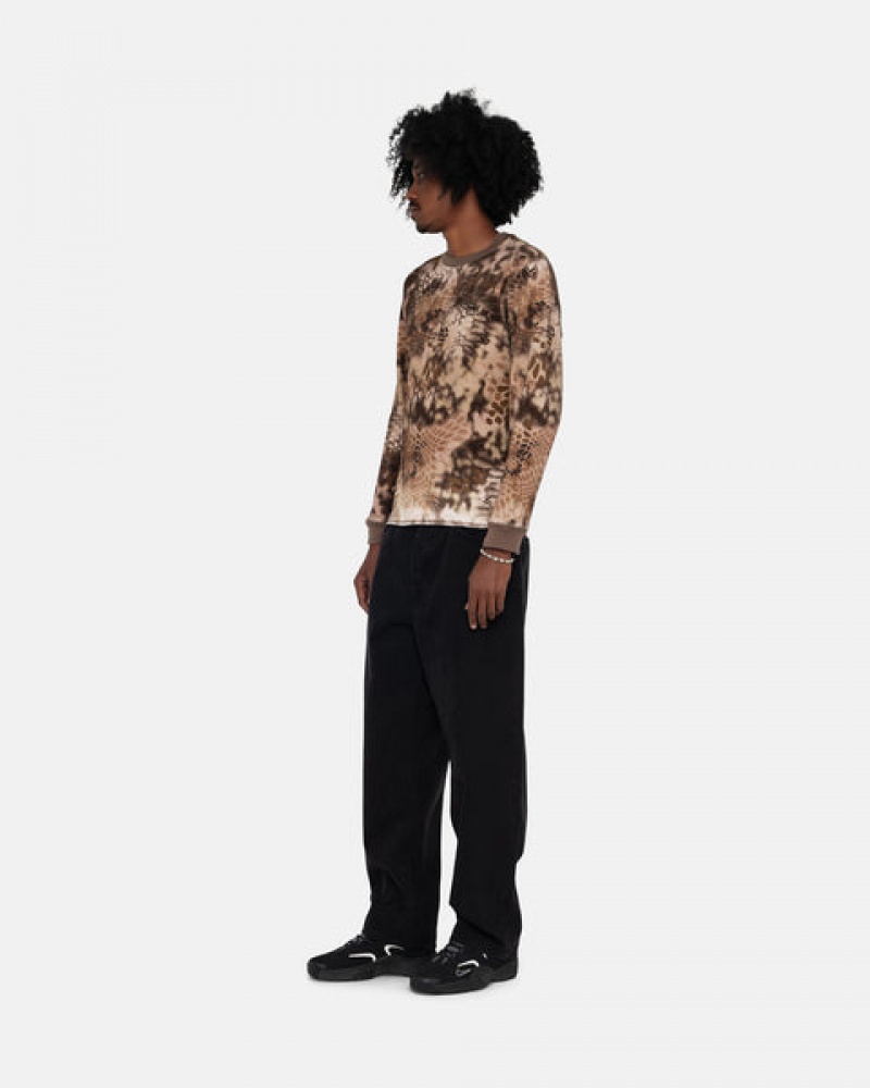 Brown Stussy Kryptek Camo LS Thermal Men Tops | COW-3216