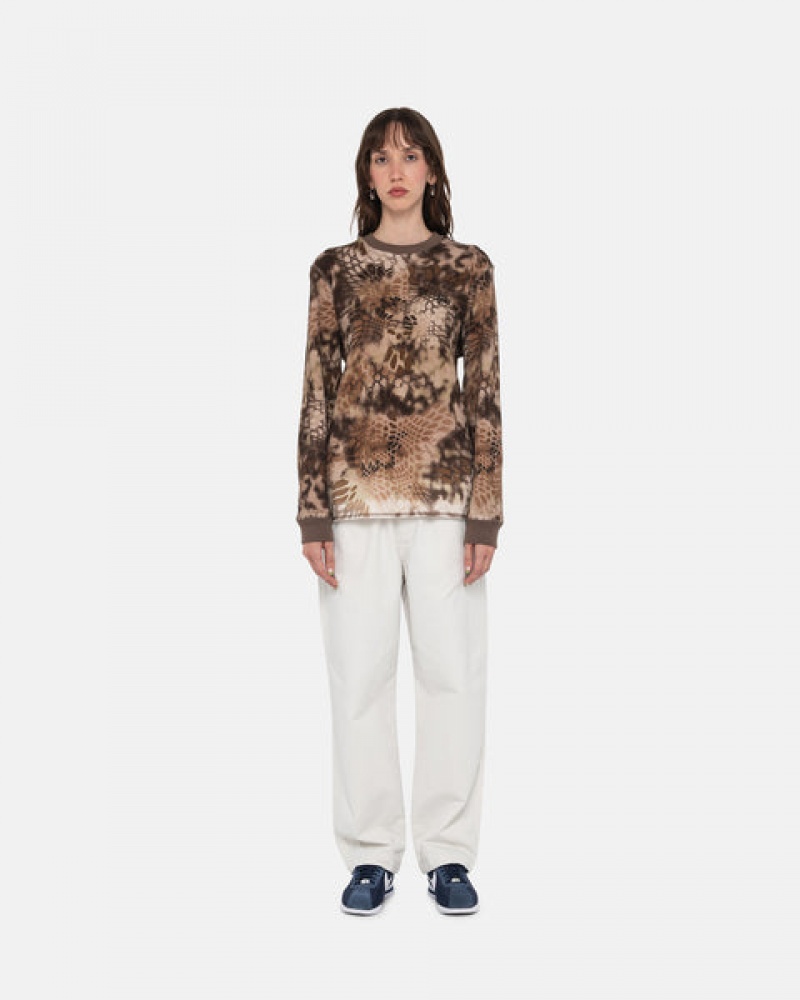 Brown Stussy Kryptek Camo LS Thermal Men Tops | COW-3216