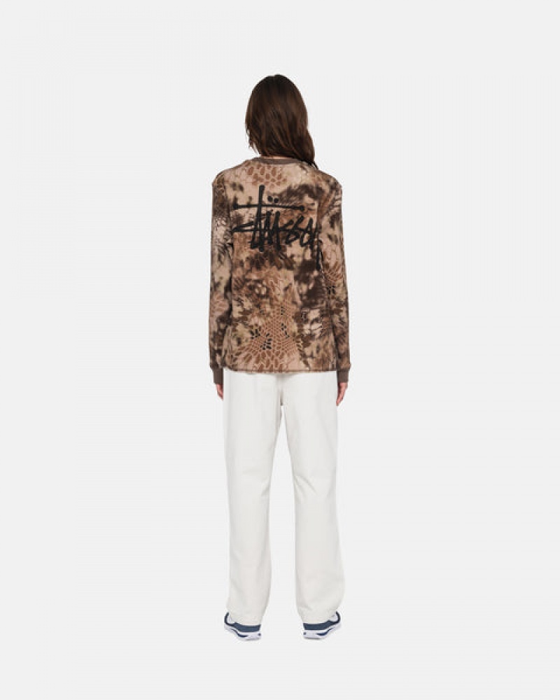 Brown Stussy Kryptek Camo LS Thermal Men Tops | COW-3216