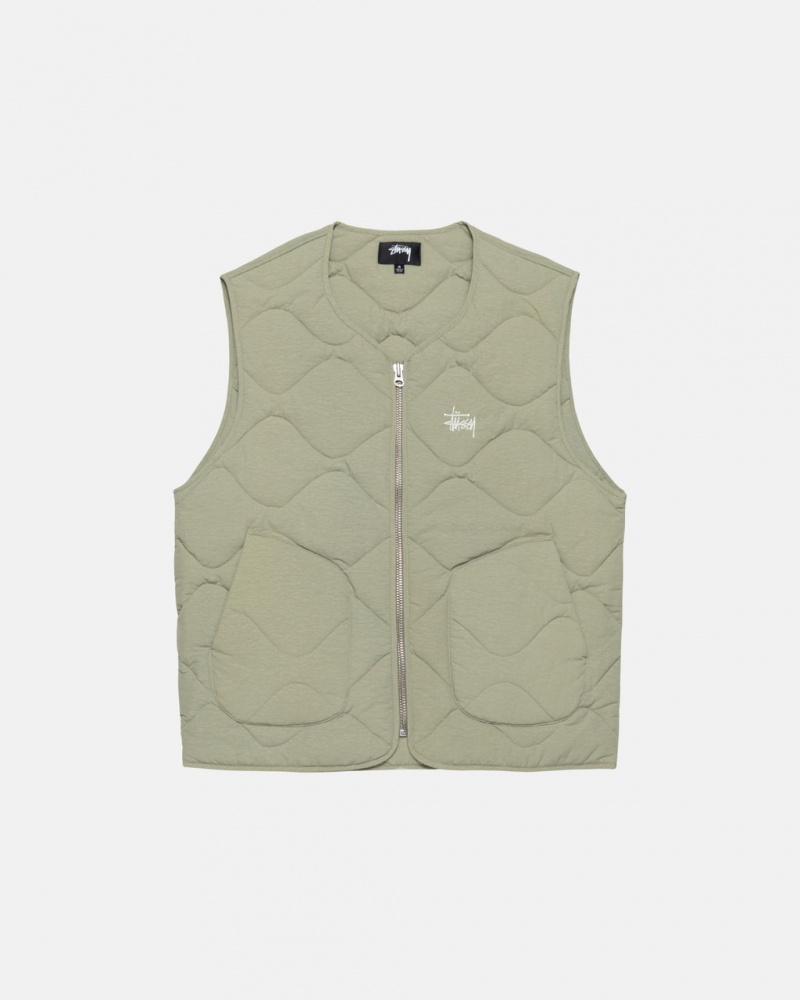 Brown Stussy Recycled Nylon Liner Vest Men Vest | ETD-9260