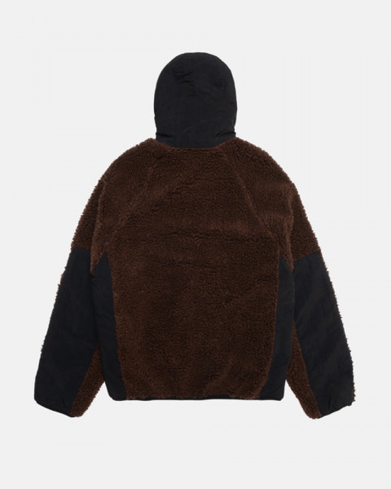 Brown Stussy Sherpa Paneled Hooded Jacket Women Jackets | IJT-4734