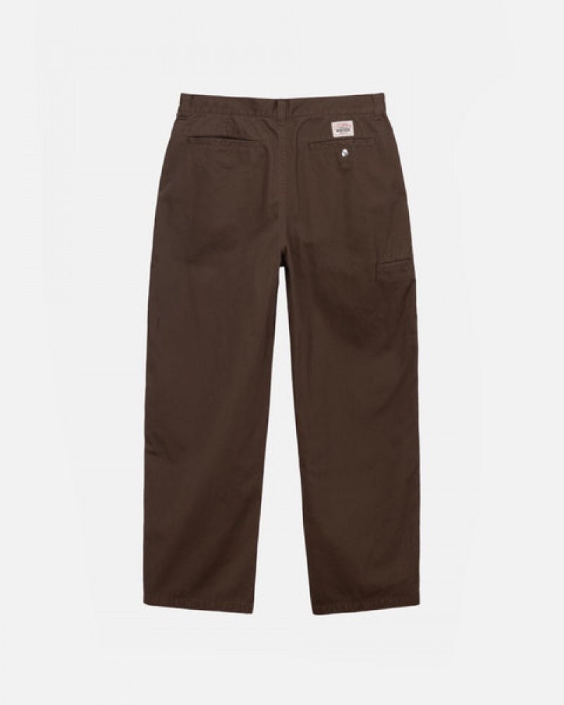 Brown Stussy Workgear Trouser Twill Men Pants | YRW-6539