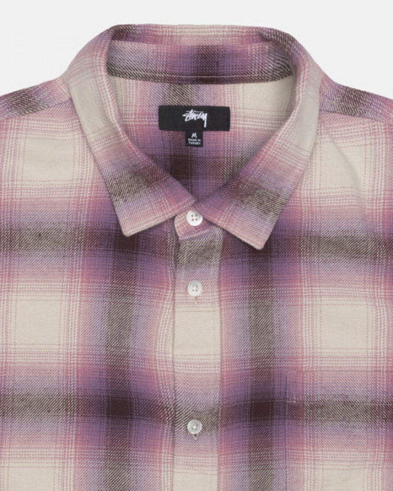 Burgundy Stussy Bay Plaid Shirt Women Shirts | RCO-4483