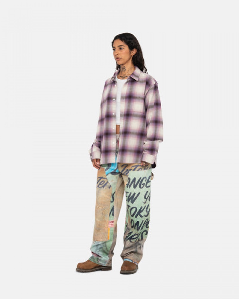 Burgundy Stussy Bay Plaid Shirt Women Shirts | RCO-4483