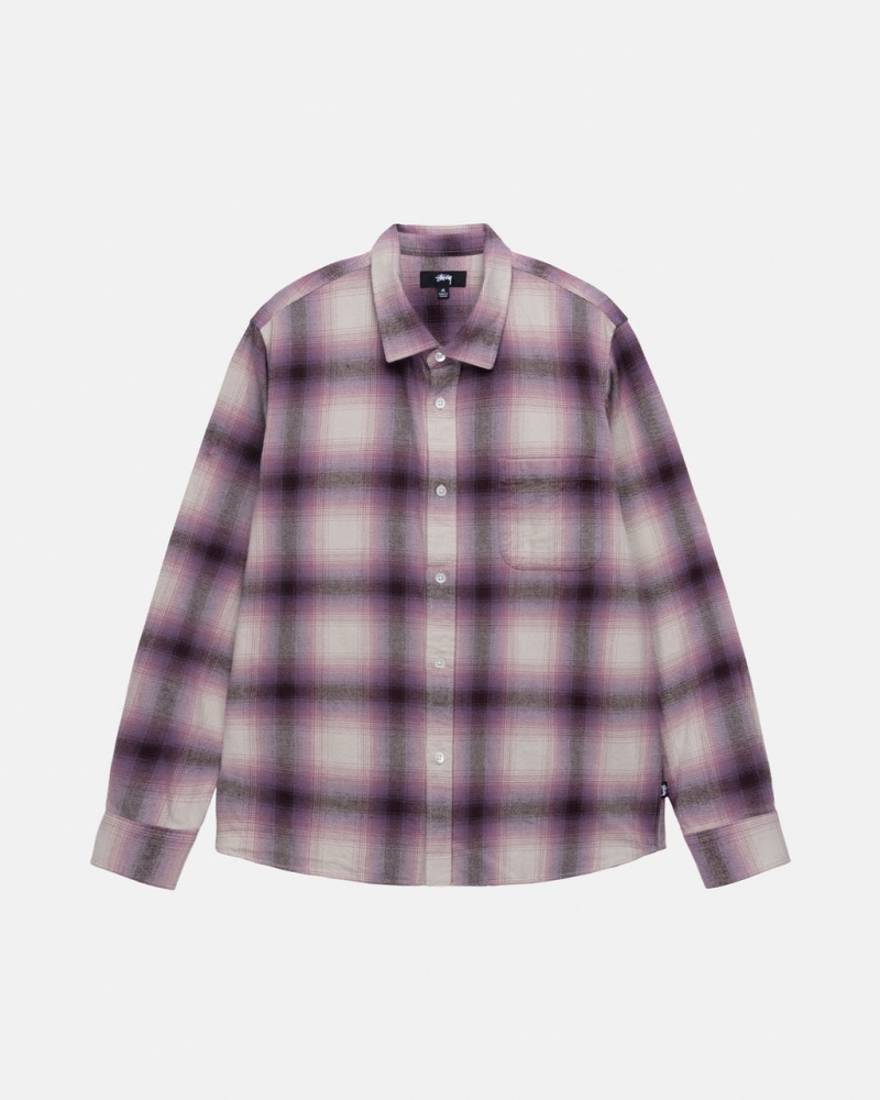 Burgundy Stussy Bay Plaid Shirt Women Shirts | RCO-4483