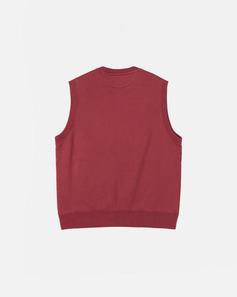 Burgundy Stussy Stock Fleece Vest Men Sweatshirts | TRR-4684