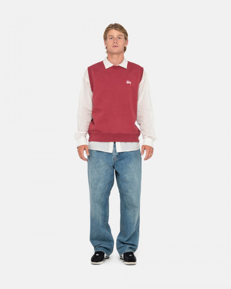 Burgundy Stussy Stock Fleece Vest Men Sweatshirts | TRR-4684